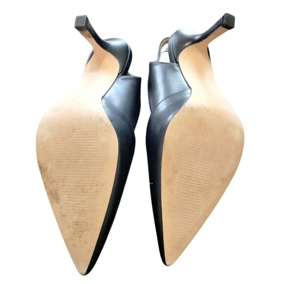 Rilista Size 10 Heels Slingback Kitten Black Pointed Toe Adjustable Strap shoes - Picture 7 of 8